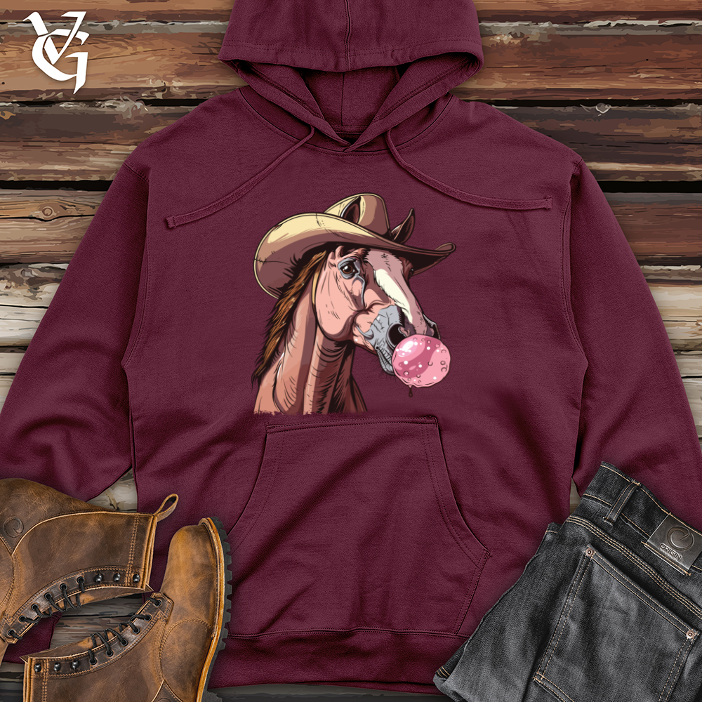 Viking Goods Bubblegum Cowboy Horse Midweight Hooded Sweatshirt Maroon / L