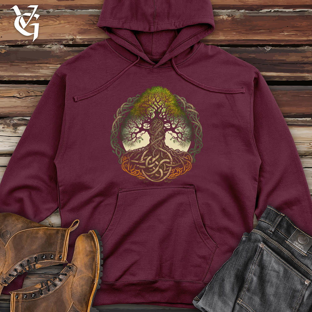 Viking Goods Celtic Life of Tree Min Midweight Hooded Sweatshirt Maroon / L