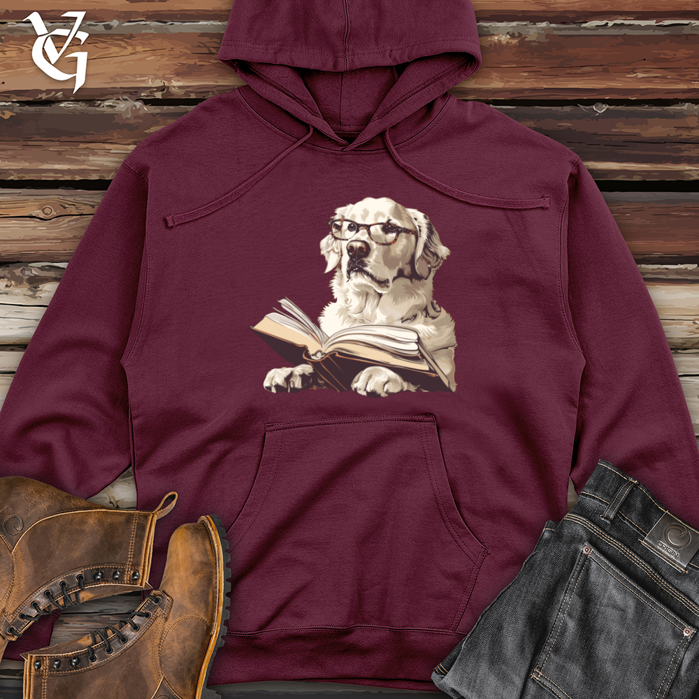 Viking Goods Scholarly Golden Retriever Bookmark Midweight Hooded Sweatshirt Maroon / L