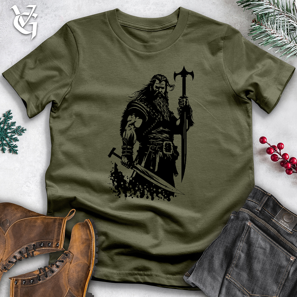 Viking Goods Big Red Warrior Cotton Tee Military Green / L