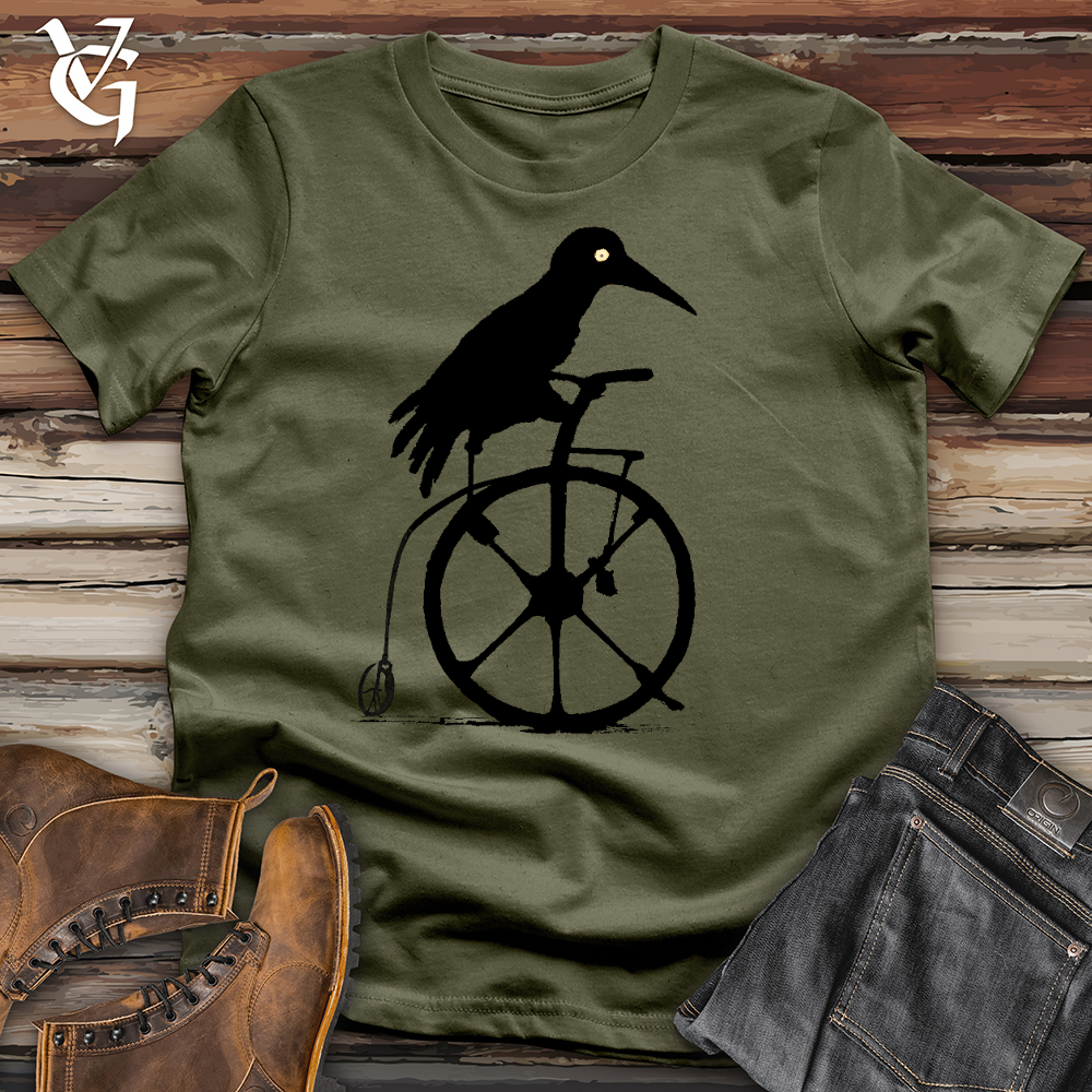 Viking Goods Crow Riding Bike Cotton Tee Military Green / L
