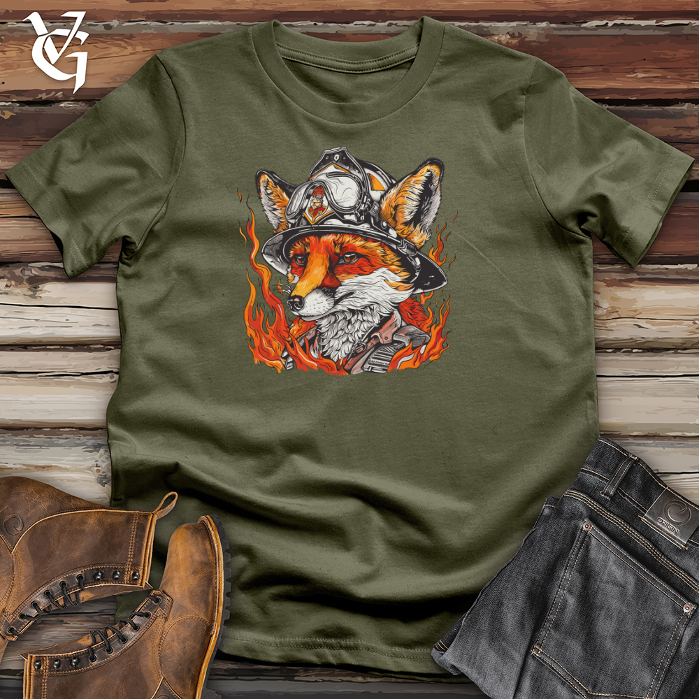 Viking Goods Fox Firefighter Hero Cotton Tee Military Green / L