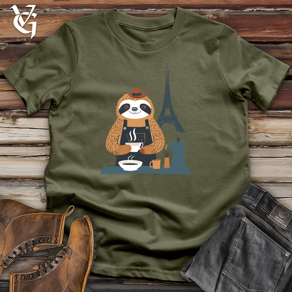 Viking Goods Sloth Barista Charm Cotton Tee Military Green / L