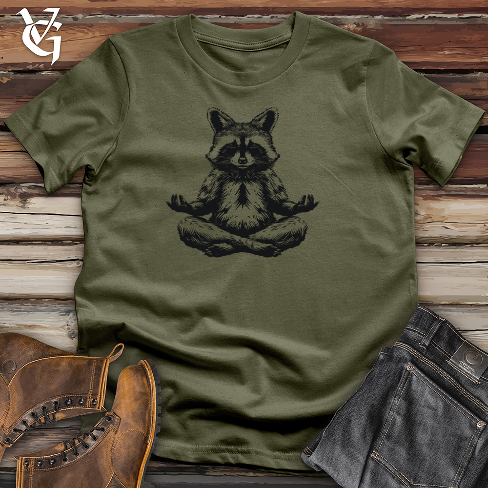 Viking Goods Zen Raccoon Harmony Cotton Tee Military Green / L