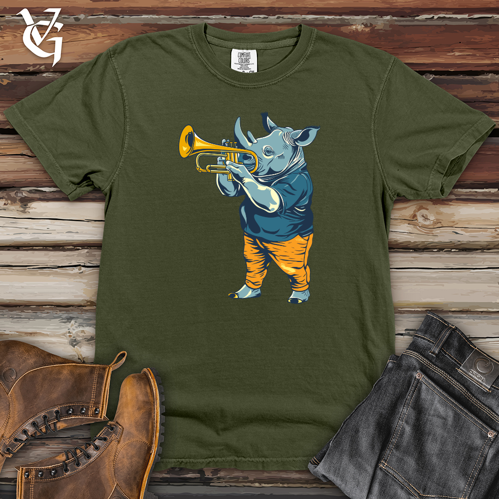 Viking Goods Rhino Playing Trumpet Heavy Cotton Comfort Colors Tee Moss / L
