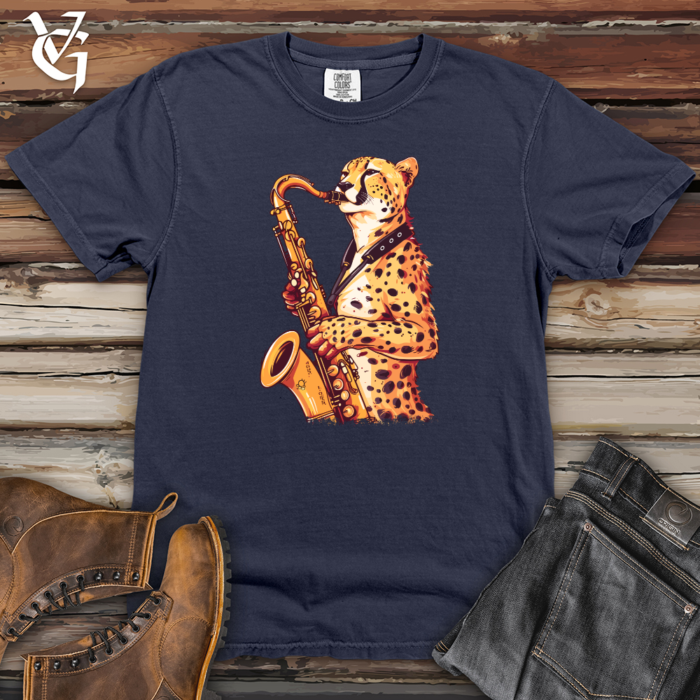 Viking Goods Cheetah Saxophone Groove Heavy Cotton Comfort Colors Tee Navy / L