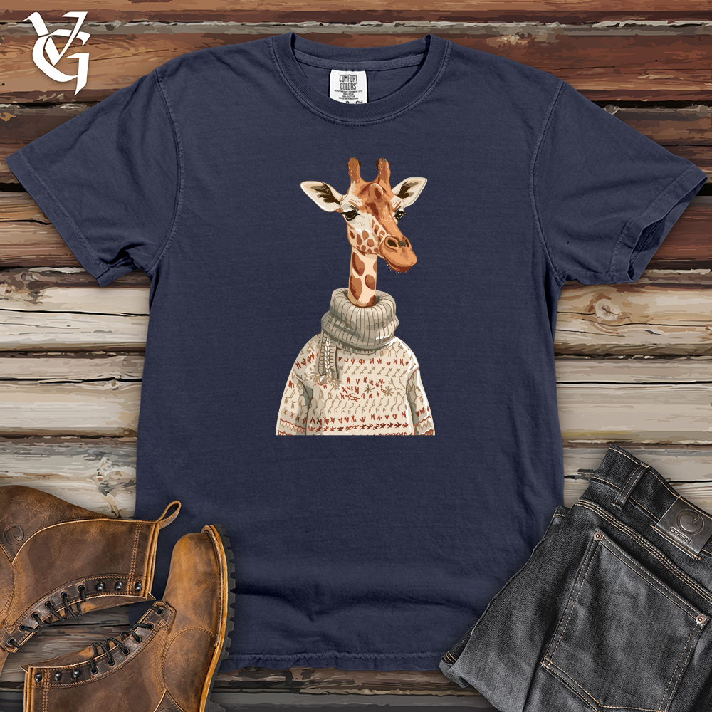 Viking Goods Giraffe Cozy Sweater Heavy Cotton Comfort Colors Tee Navy / L