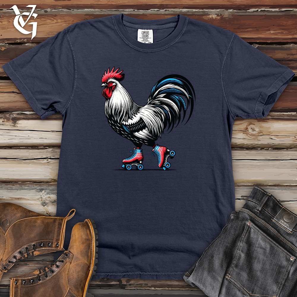 Viking Goods Rooster with Roller Skates Heavy Cotton Comfort Colors Tee Navy / L