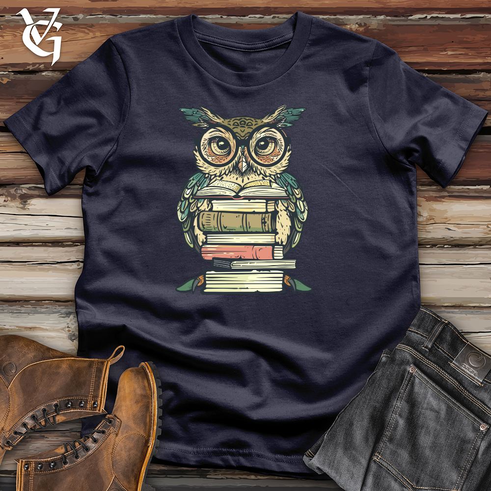 Viking Goods Wise Librarian Owl Cotton Tee Navy / L