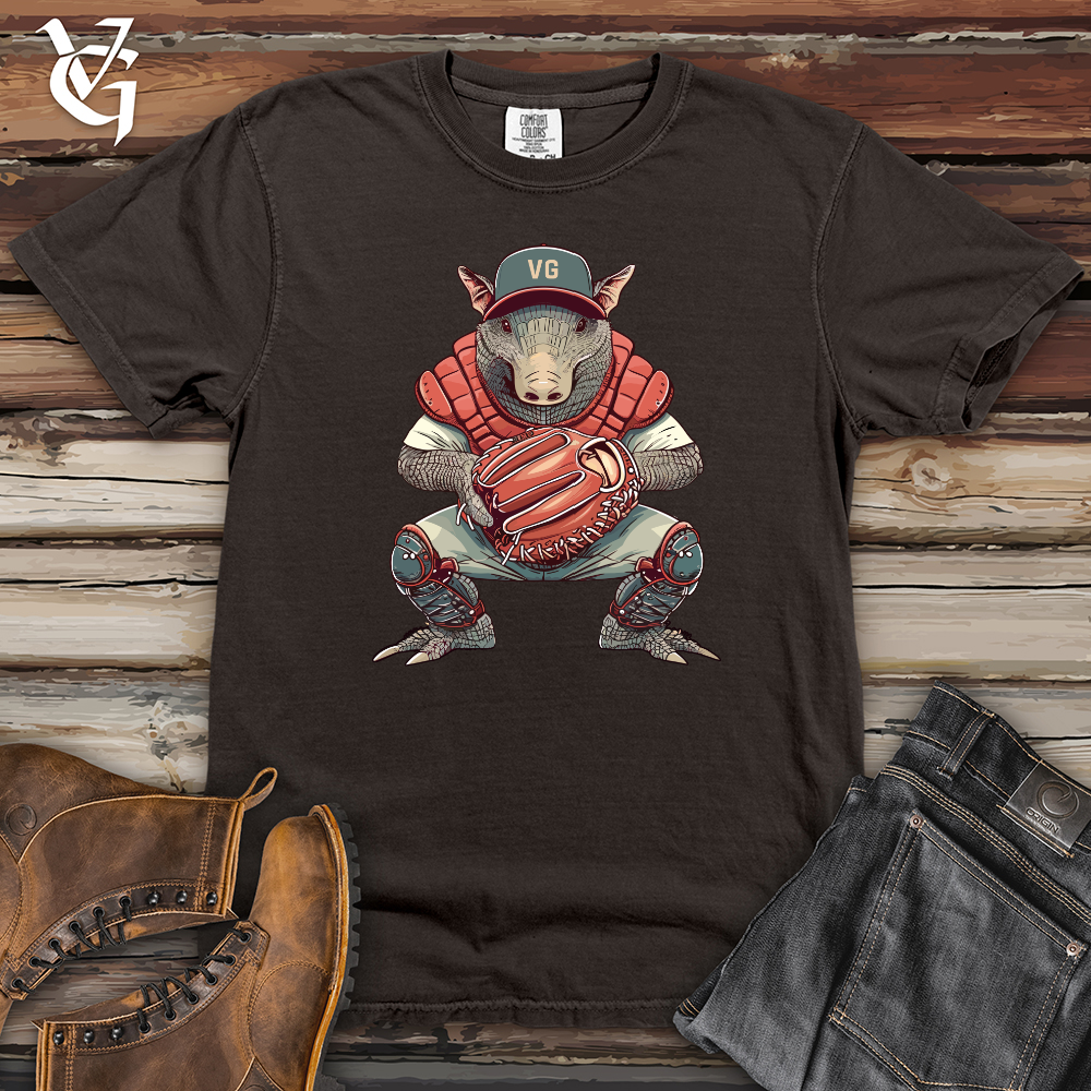 Viking Goods Armadillo Catcher's Stance Heavy Cotton Comfort Colors Tee Pepper / L