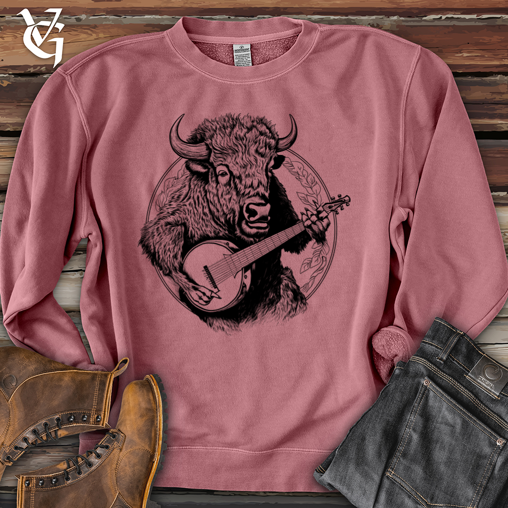 Viking Goods Banjo Bison Pigment-Dyed Crewneck Pigment Maroon / L