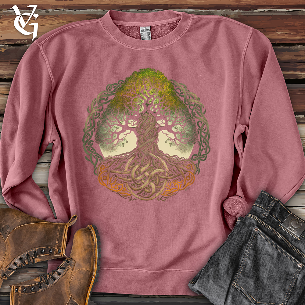 Viking Goods Celtic Life of Tree Pigment-Dyed Crewneck Pigment Maroon / L