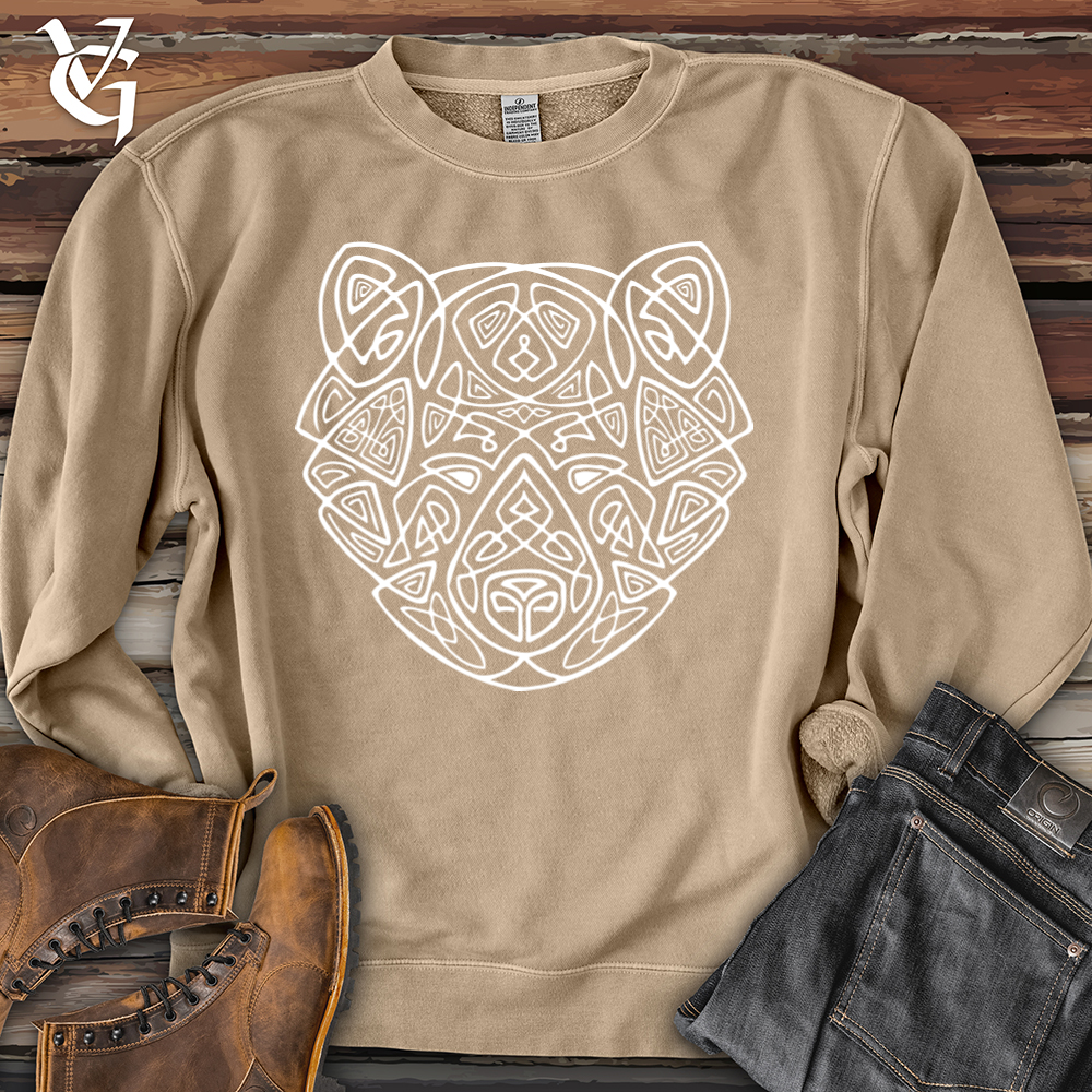 Viking Goods Bear Head Celtic Style Pigment-Dyed Crewneck Pigment Sandstone / L