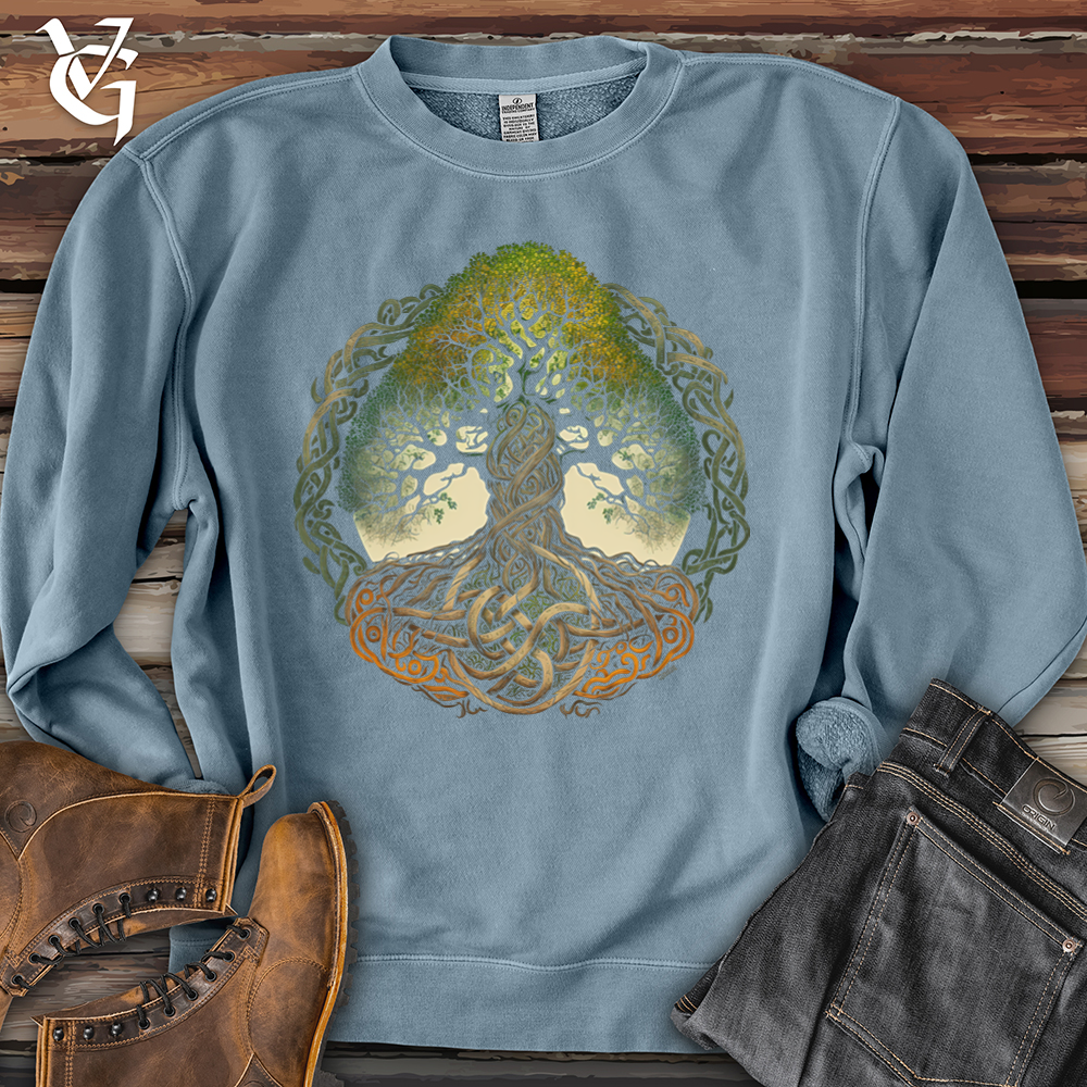 Viking Goods Celtic Life of Tree Pigment-Dyed Crewneck Pigment Slate Blue / L