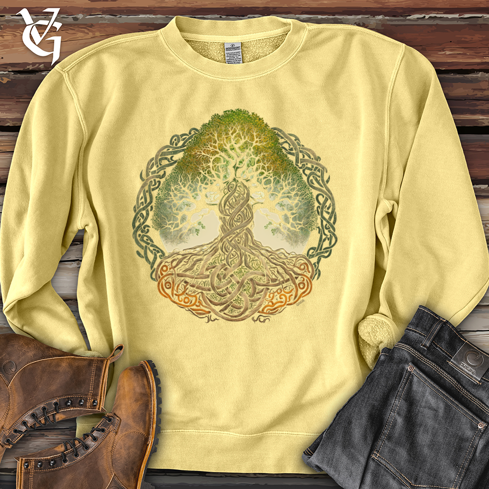 Viking Goods Celtic Life of Tree Pigment-Dyed Crewneck Pigment Yellow / L