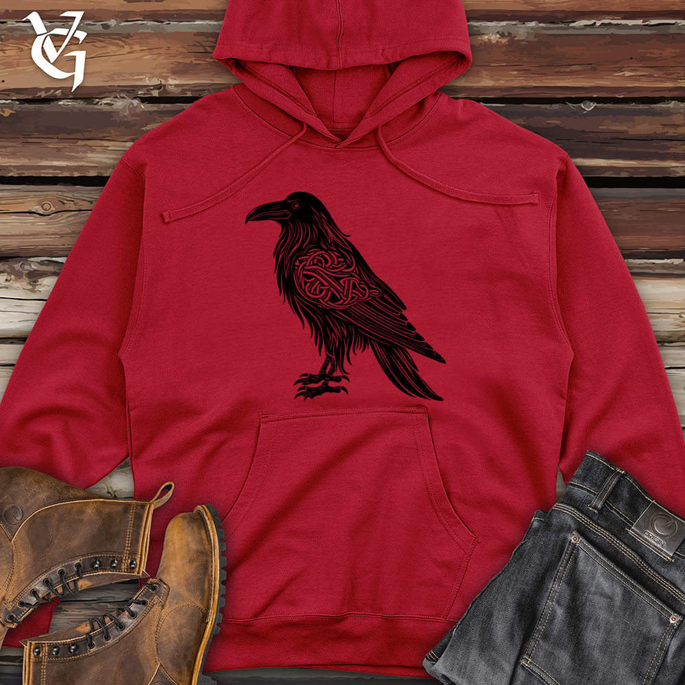 Viking Goods Celtic Raven Silhouette Midweight Hooded Sweatshirt Red / L