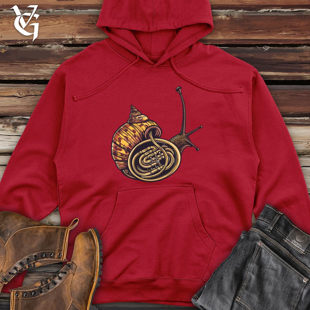 Viking Goods Snail French Horn Midweight Hooded Sweatshirt Red / L