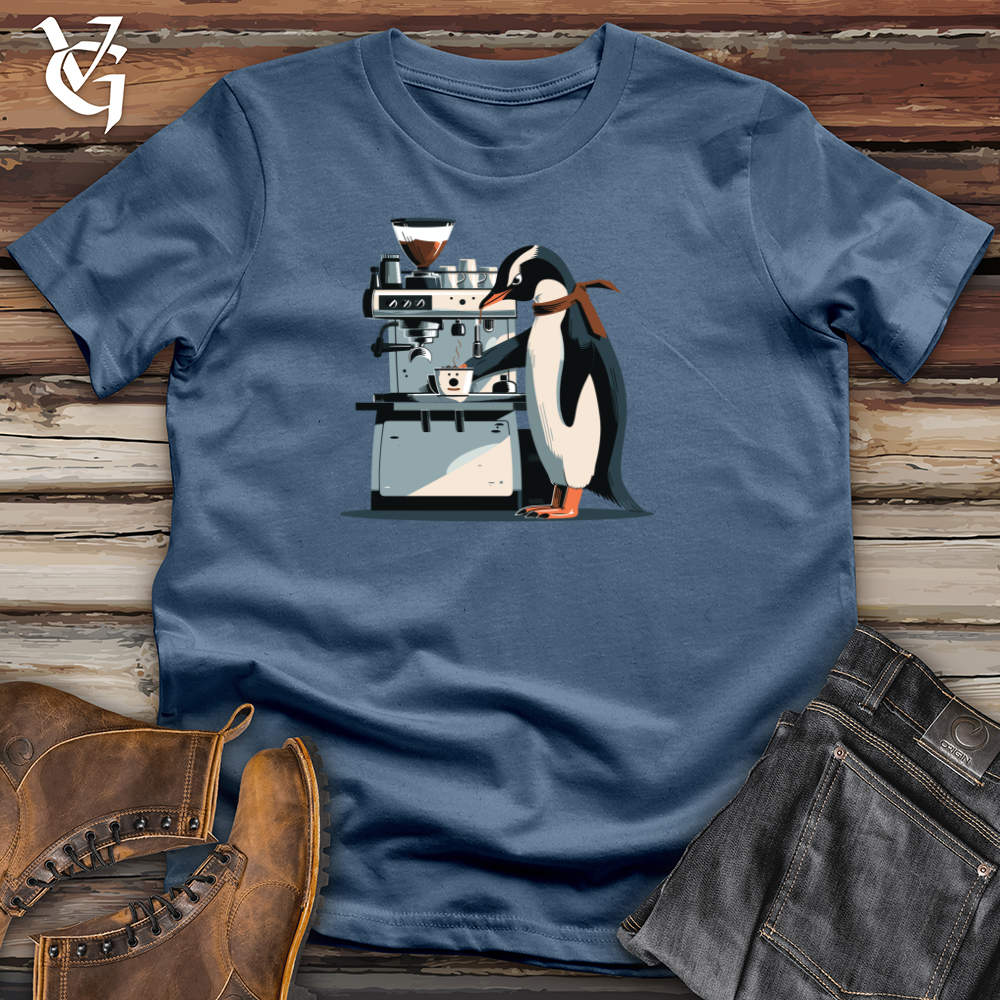 Viking Goods Penguin Espresso Expert Cotton Tee Steel Blue / L