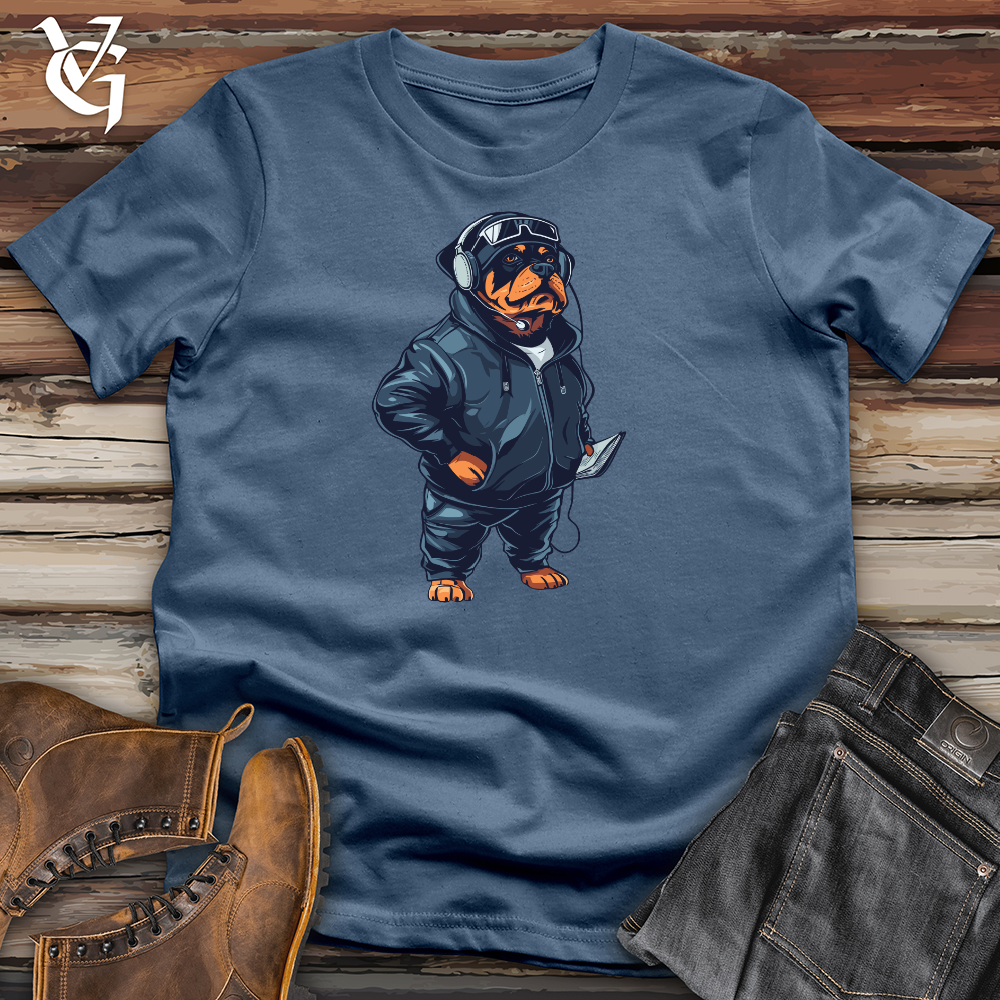 Viking Goods Rottweiler Football Coach Cotton Tee Steel Blue / L