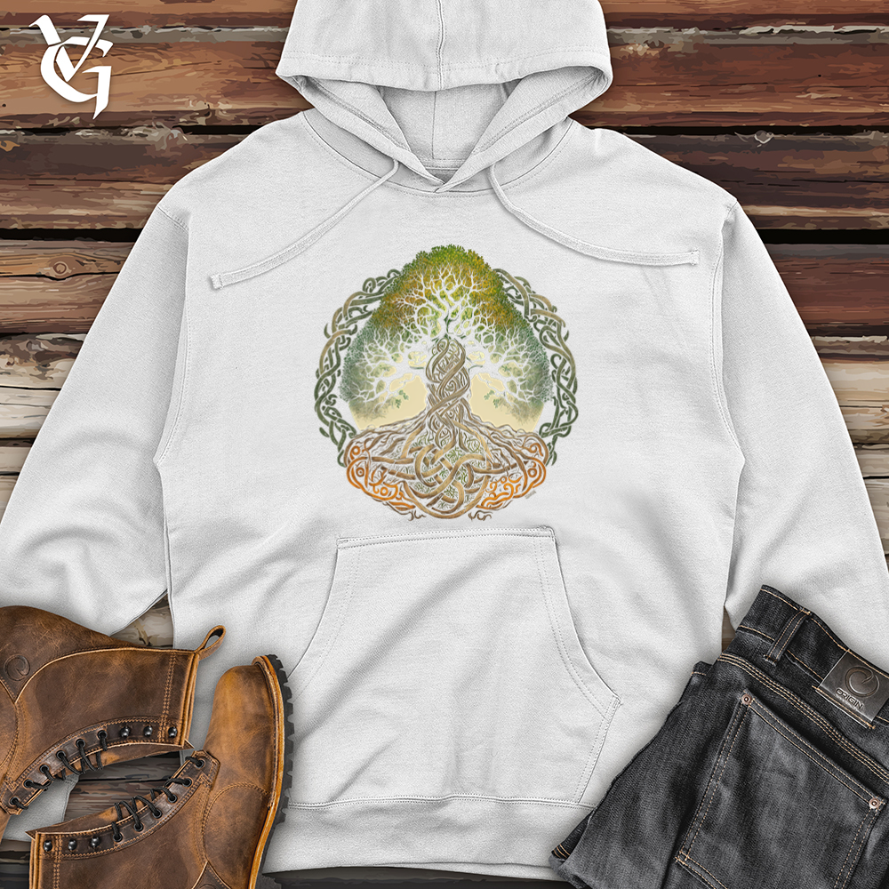 Viking Goods Celtic Life of Tree Min Midweight Hooded Sweatshirt White / L