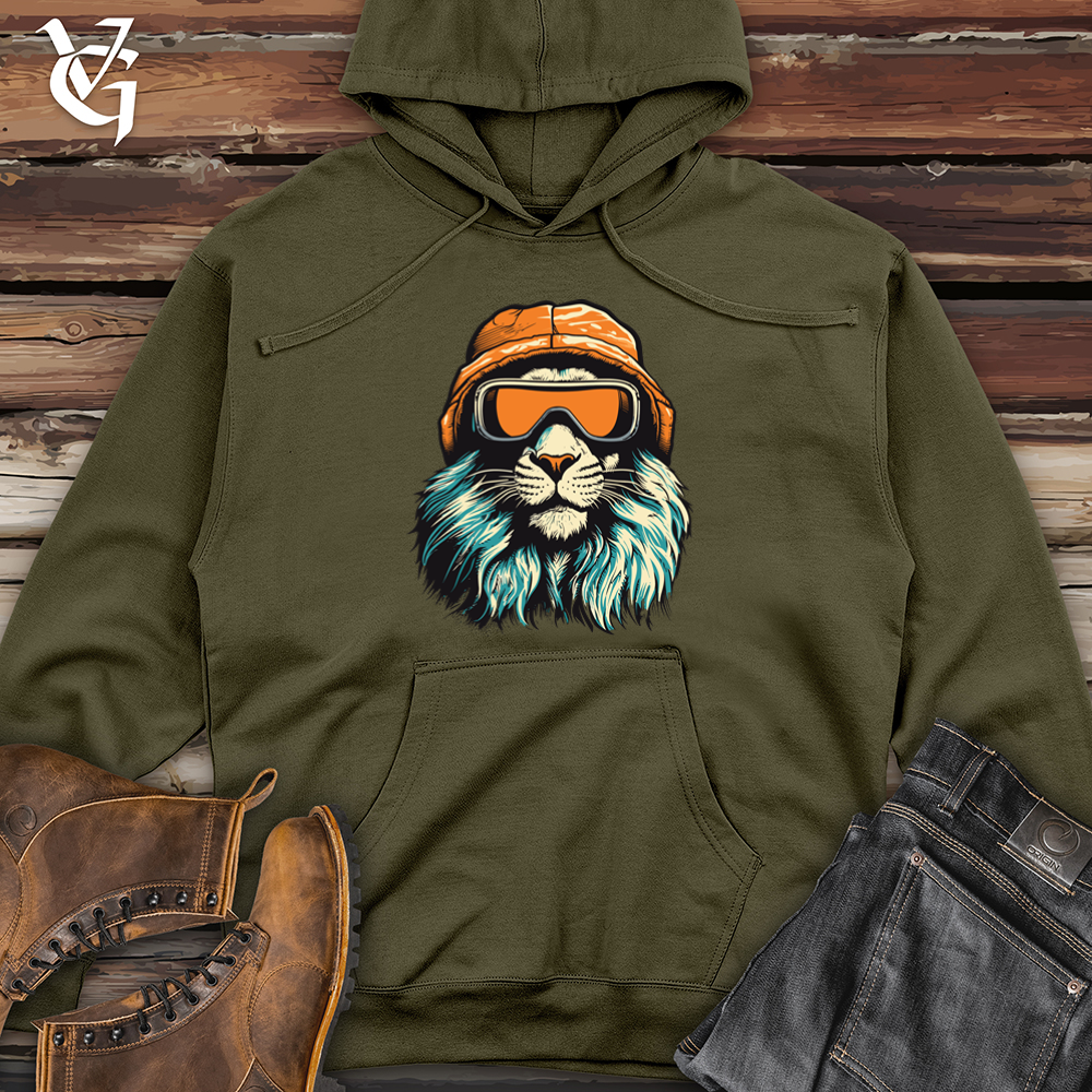 Retro Ski Mask Lion Midweight Hooded Sweatshirt