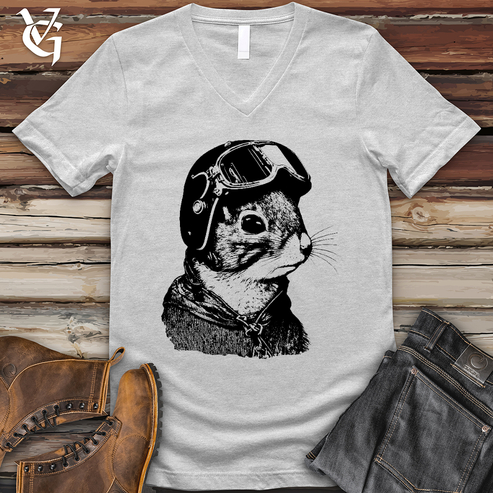 Squirrel Fighter Pilot V-Neck Tee