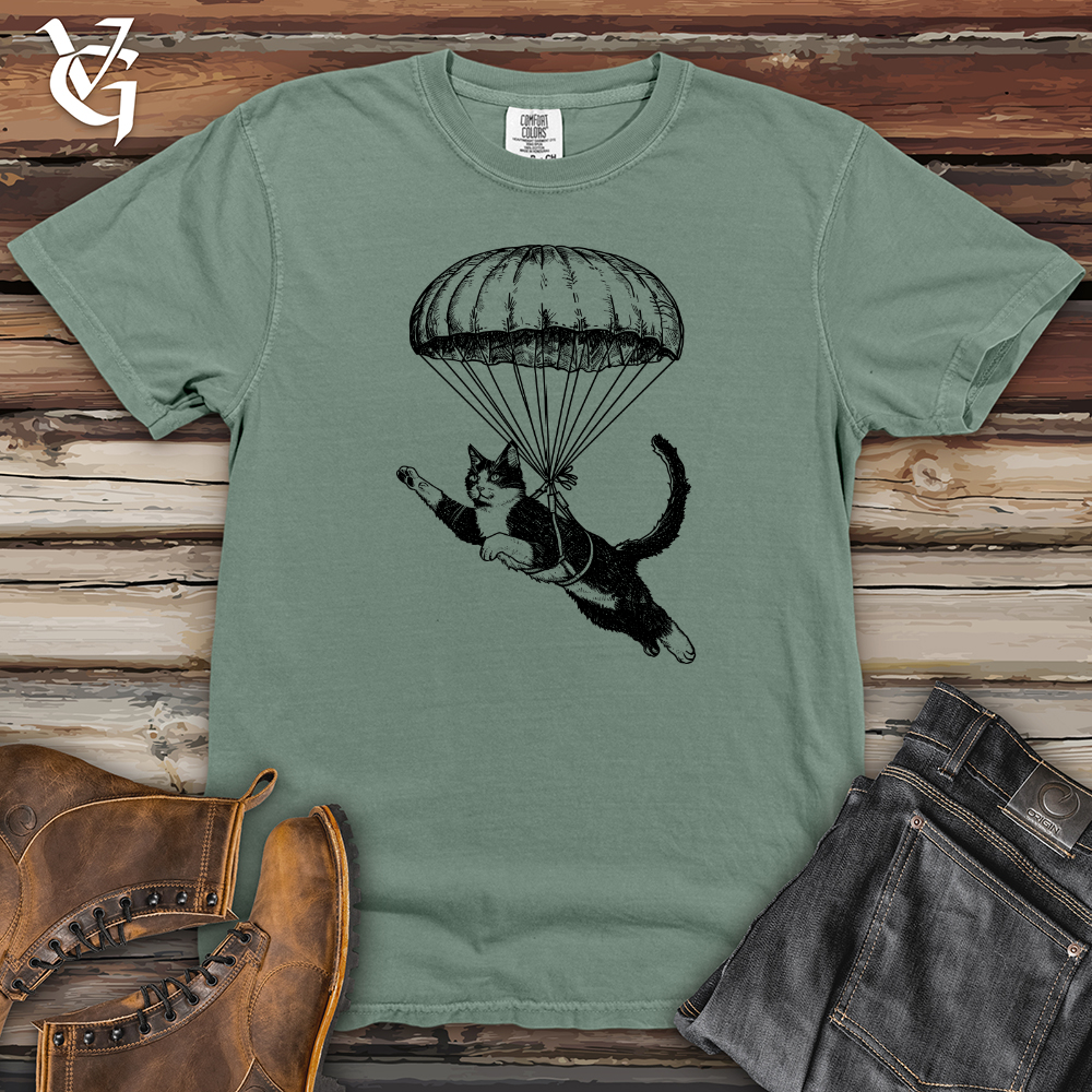 Cat Fly with Parachute Heavy Cotton Comfort Colors Tee