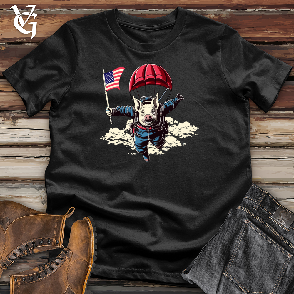 Skydiving Pig Parachute Adventure Softstyle Tee