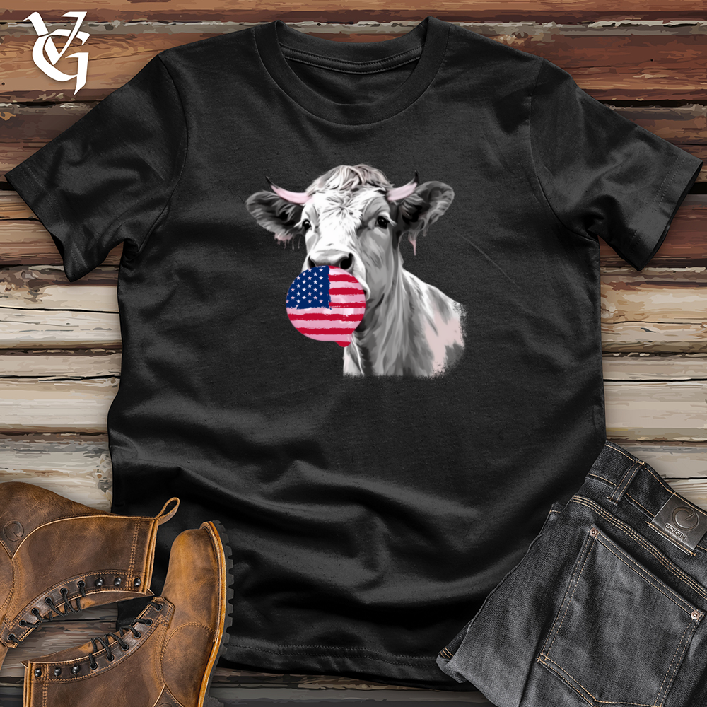 Cow And A Usa Flag Gum Softstyle Tee