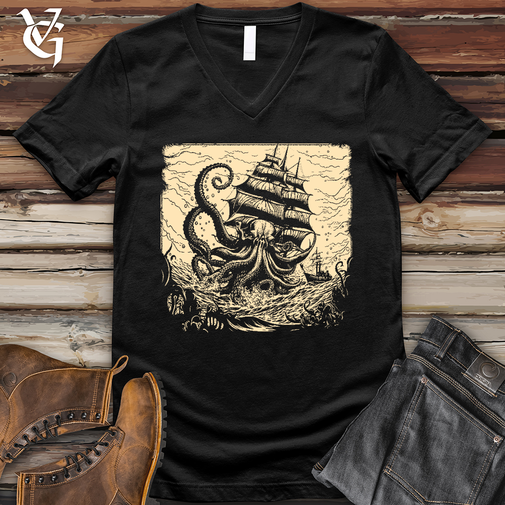 Kraken at Sea V-Neck Tee