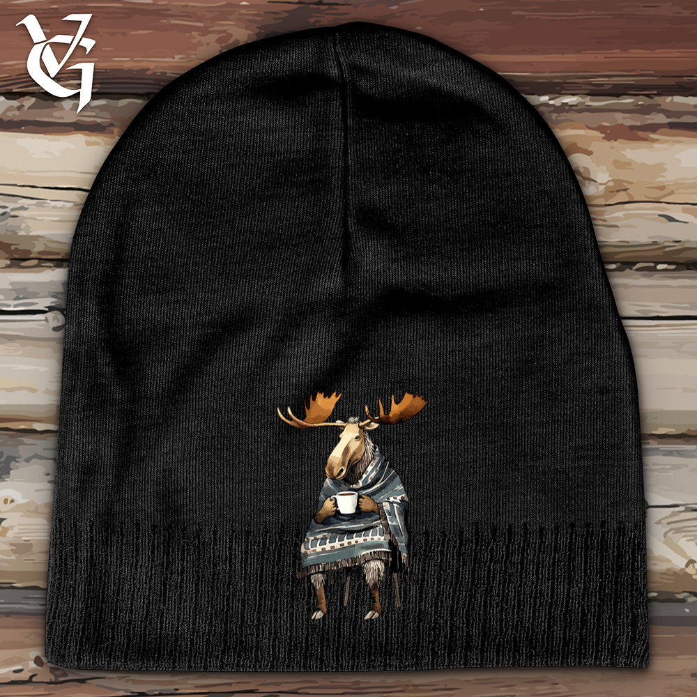 Coffee Drinking Moose Cotton Beanie