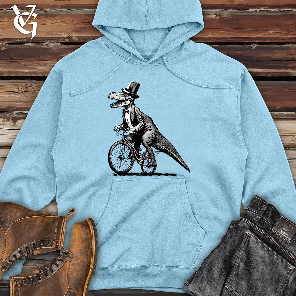Dinosaur Riding a Bike Midweight Hooded Sweatshirt