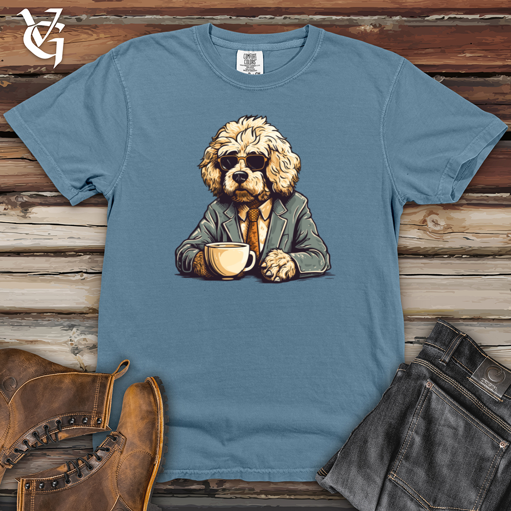 Coffee Enjoying Doodle Canine Heavy Cotton Comfort Colors Tee