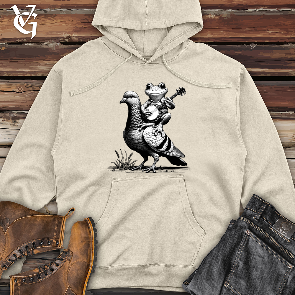 Banjo Frog On a Pigeon Midweight Hooded Sweatshirt