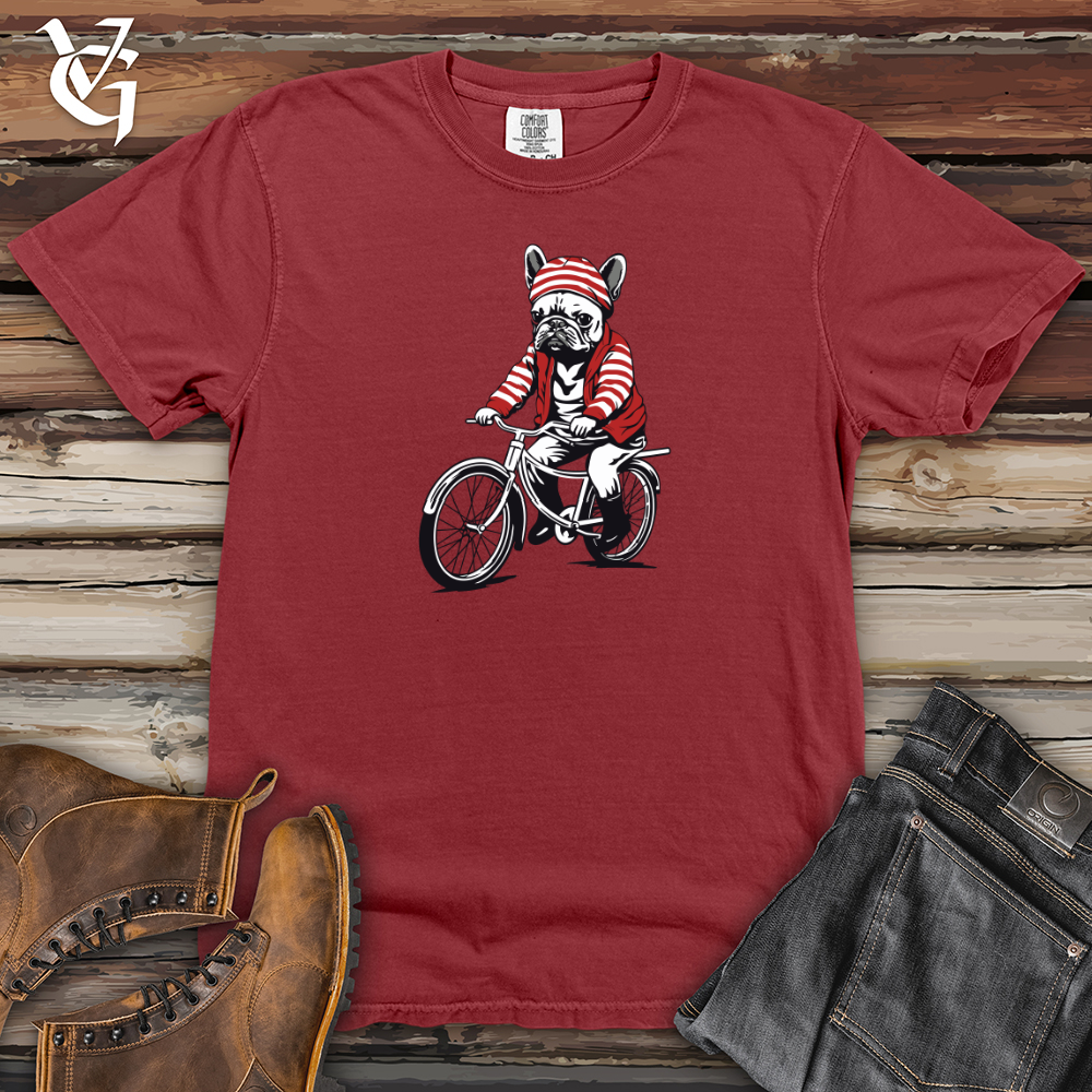 Retro Bicycle Riding Frenchie Heavy Cotton Comfort Colors Tee