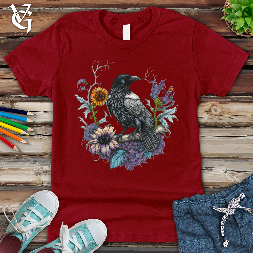 Flower Wreath Raven Youth Tee