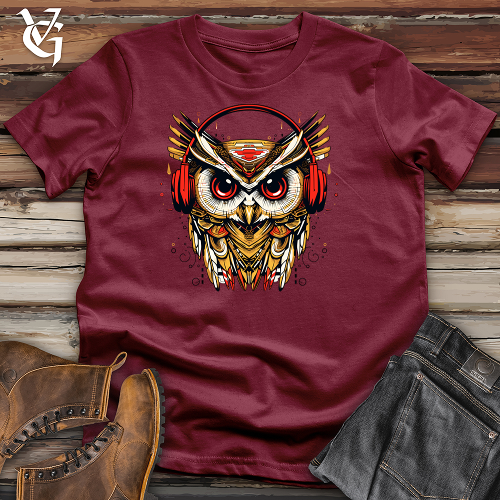 Retro Groove Owl DJ Cotton Tee