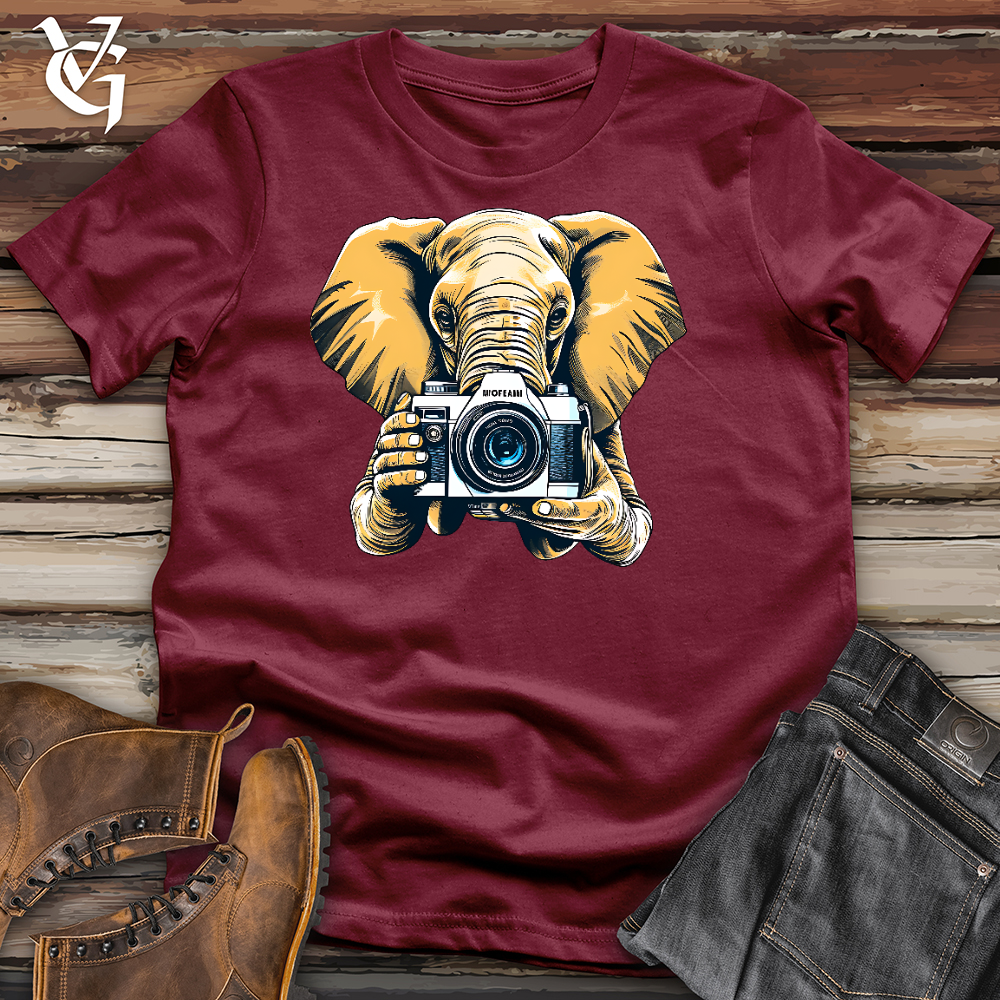 An Elephant Holding a Camera Cotton Tee