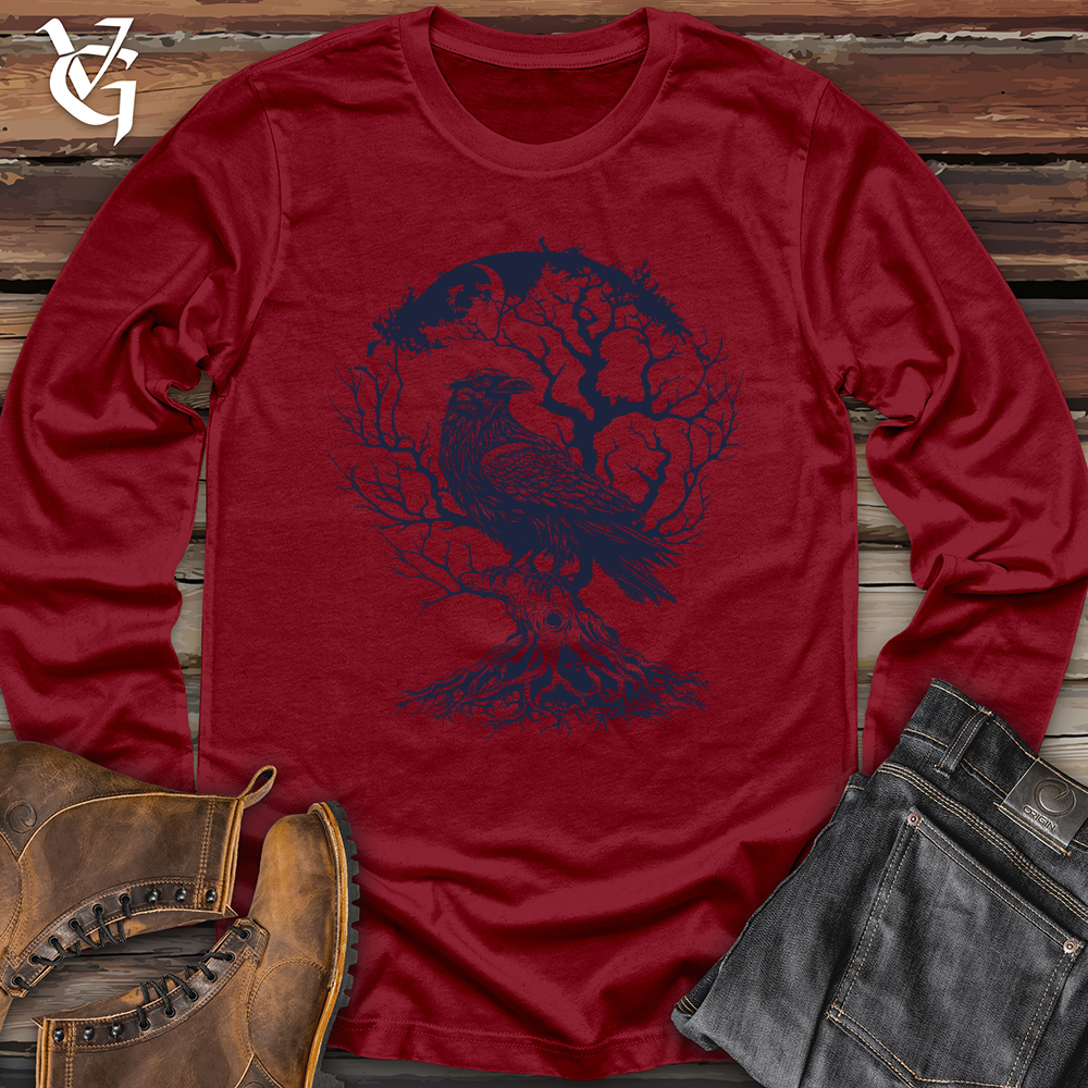 Raven and Old Tree Tattoo Long Sleeve
