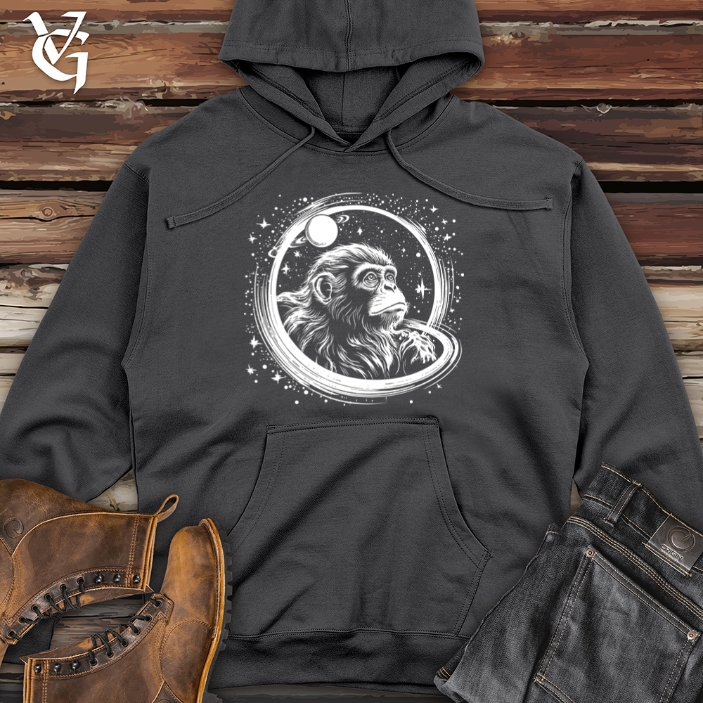 Retro Cosmic Monkey Midweight Hooded Sweatshirt