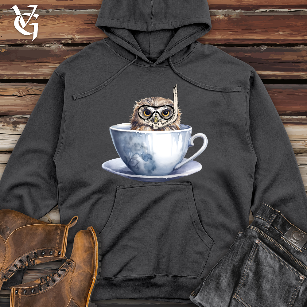 Snorkeling Owl Midweight Hooded Sweatshirt