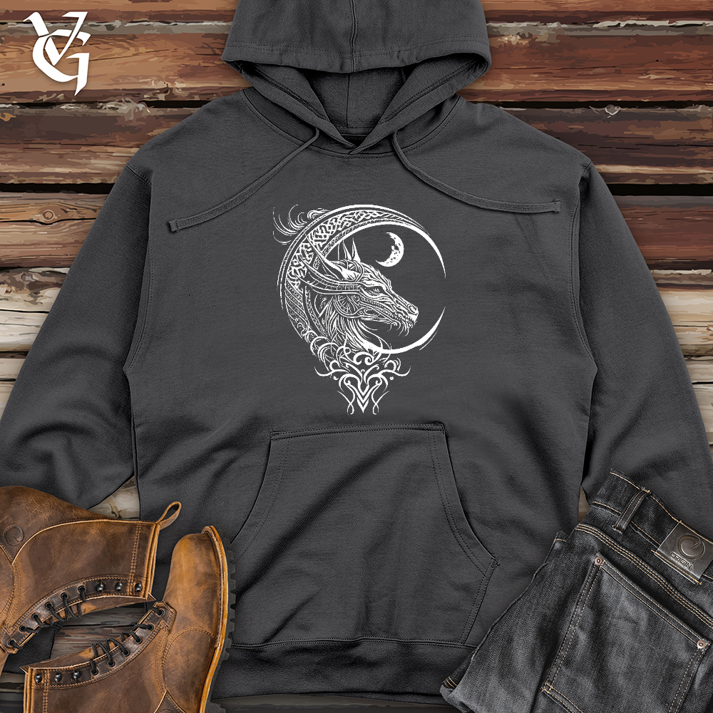 Celtic Dragon and Moon Midweight Hooded Sweatshirt