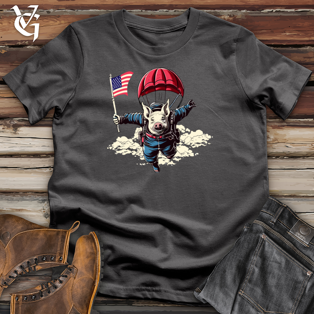 Skydiving Pig Parachute Adventure Softstyle Tee