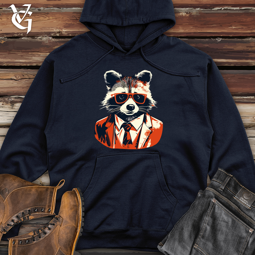 Vintage Dapper Raccoon Midweight Hooded Sweatshirt