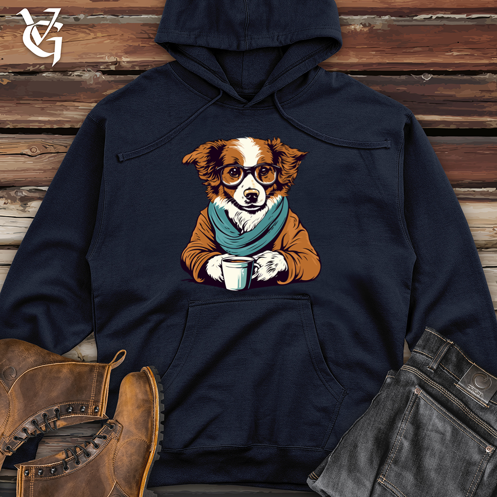 Cozy Sweater Corgi Midweight Hooded Sweatshirt