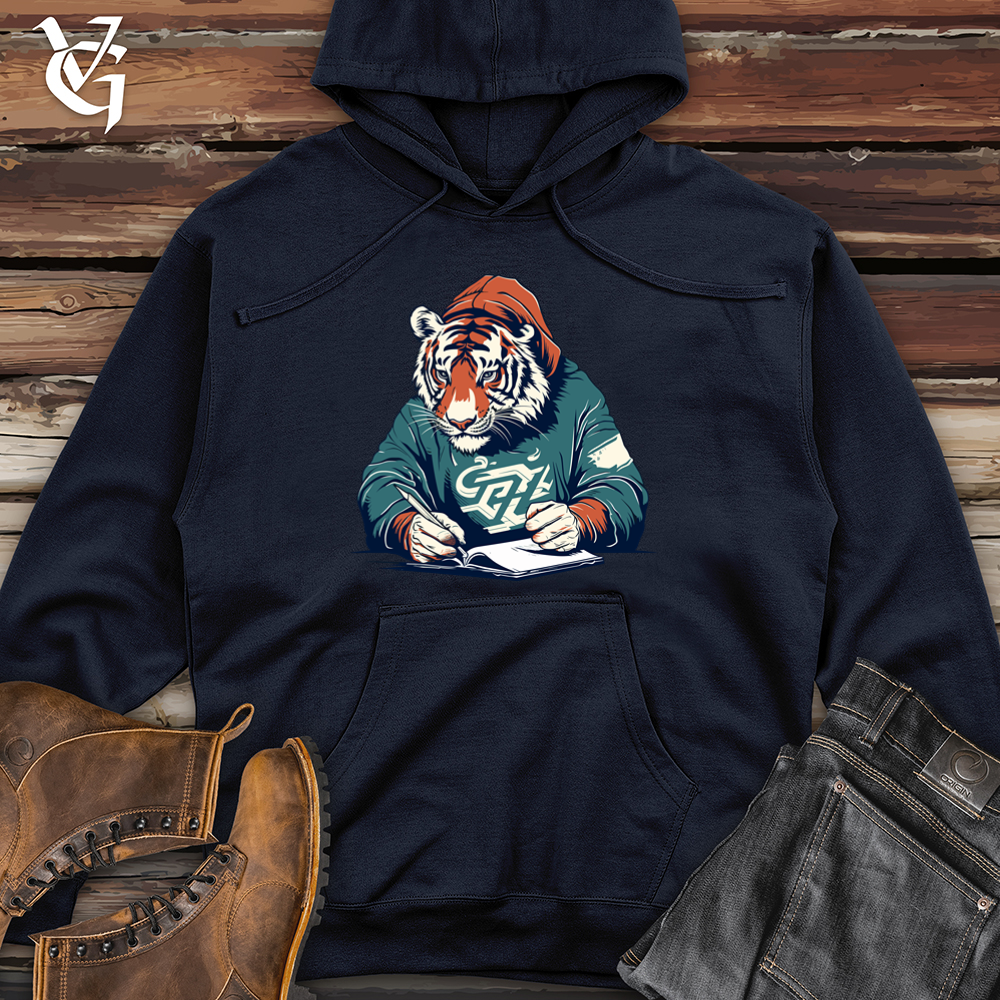 Retro Scribbling Tiger Midweight Hooded Sweatshirt