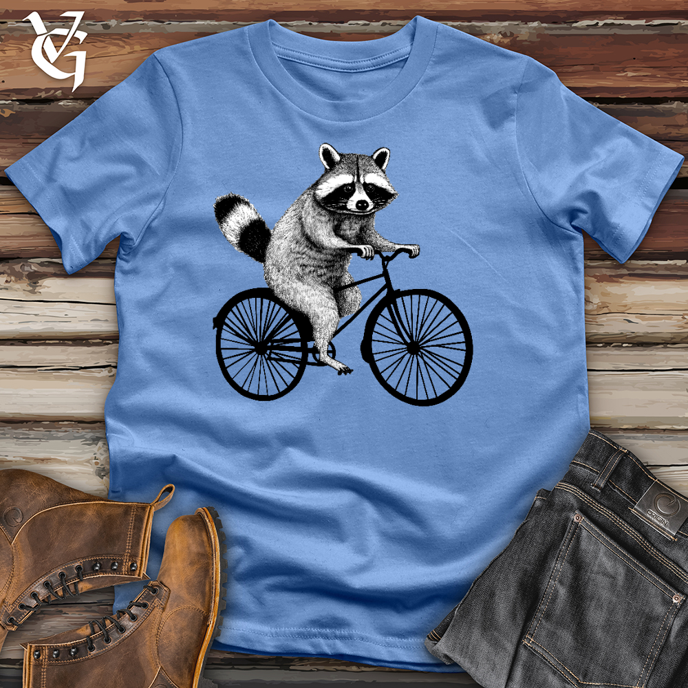 Raccoon On A Bike Cotton Tee