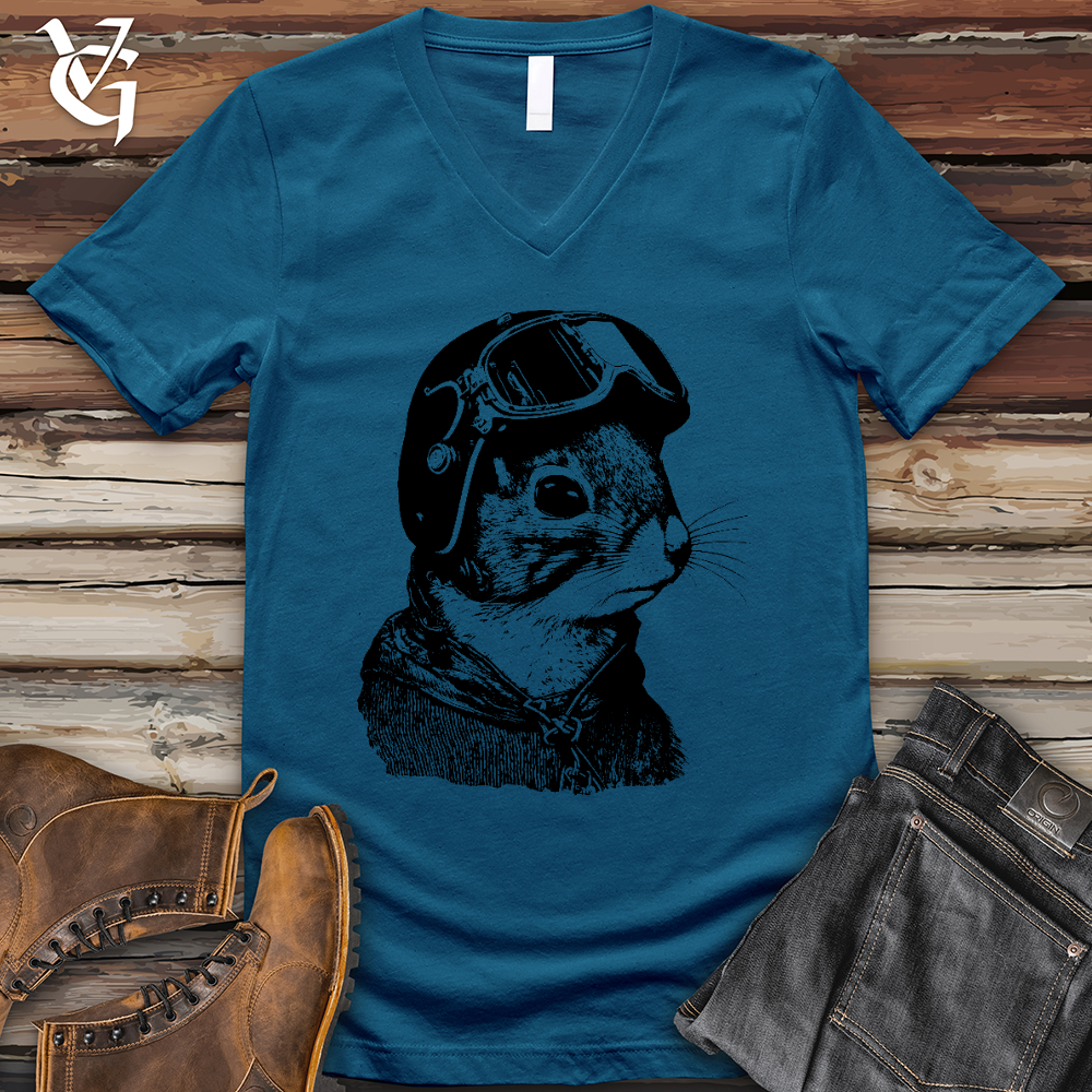 Squirrel Fighter Pilot V-Neck Tee