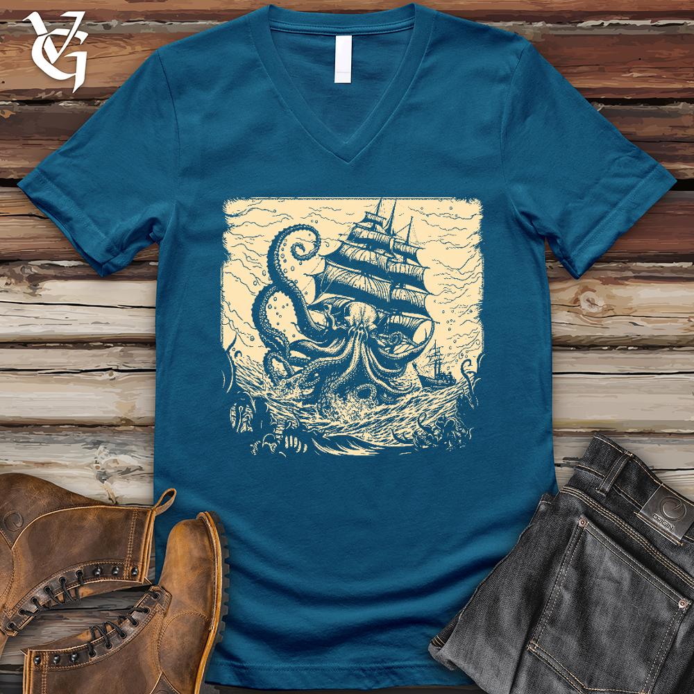 Kraken at Sea V-Neck Tee