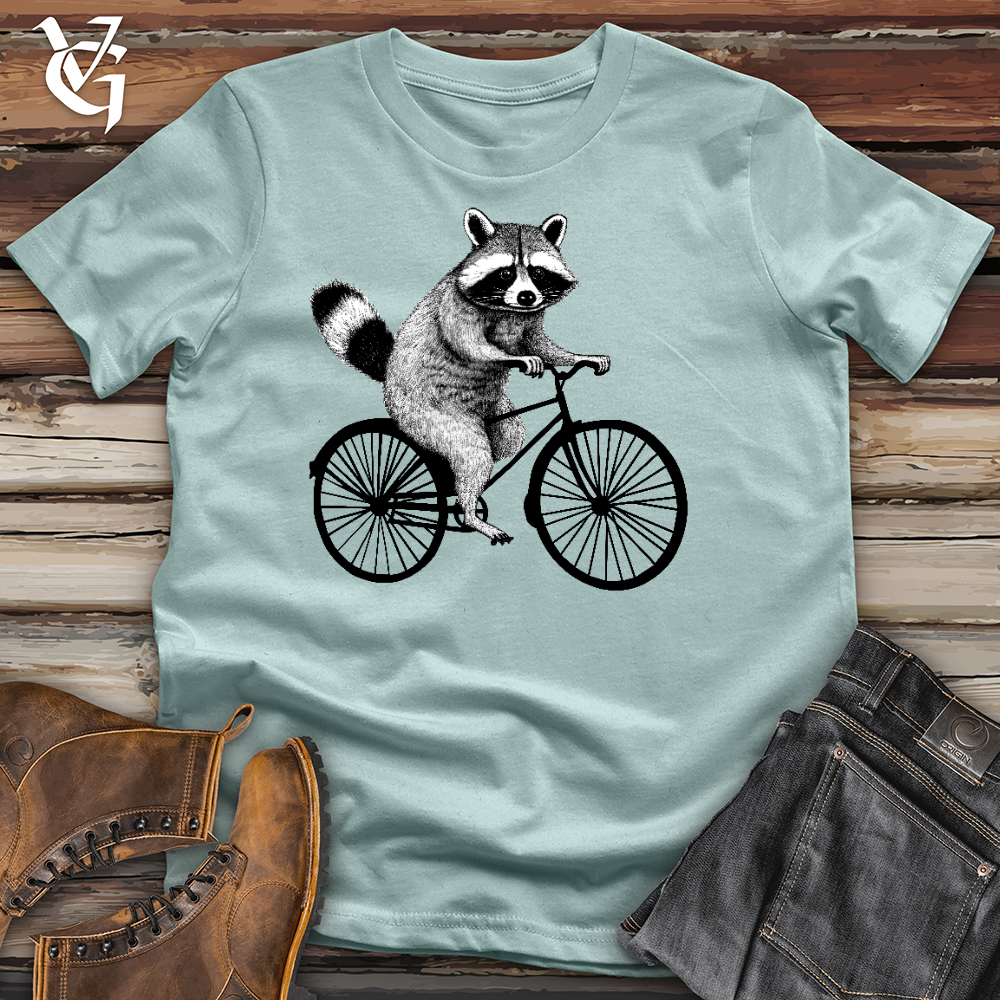 Raccoon On A Bike Cotton Tee